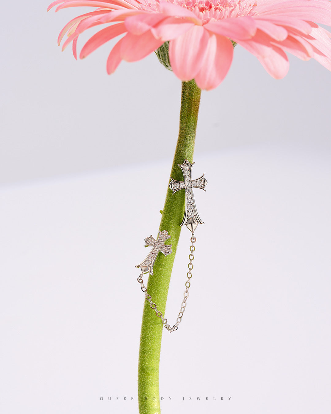 2PCS Vintage Double Cross Chain Earrings