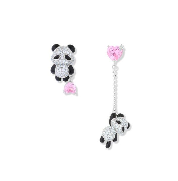 dangle panda heart earring