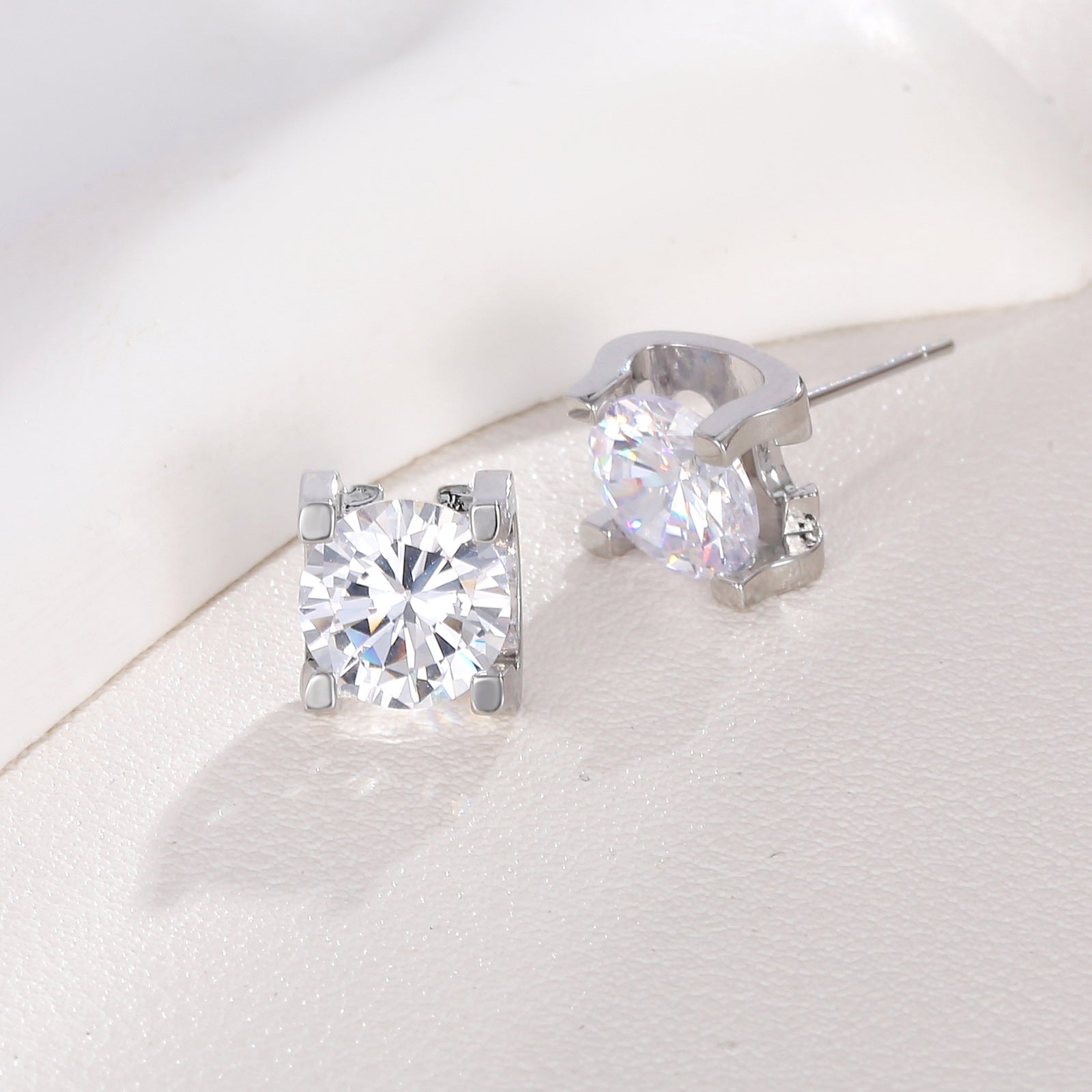 silver cz stud earring