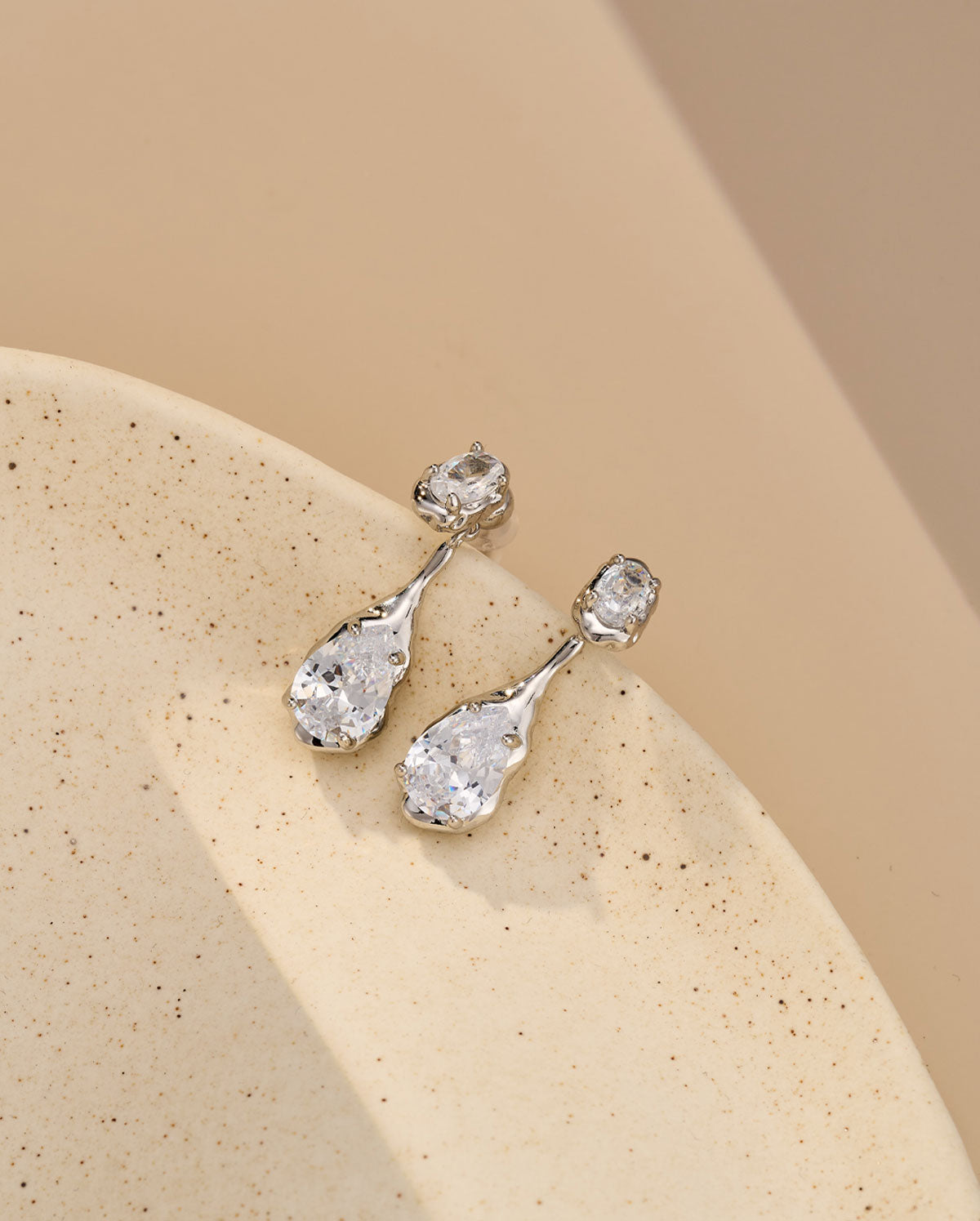 2PCS Teardrop CZ Threader Drop Earrings