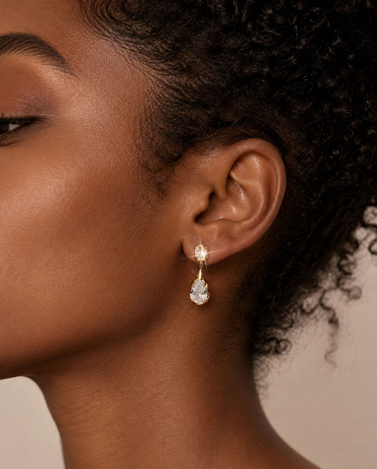 gold teardrop earring hoop