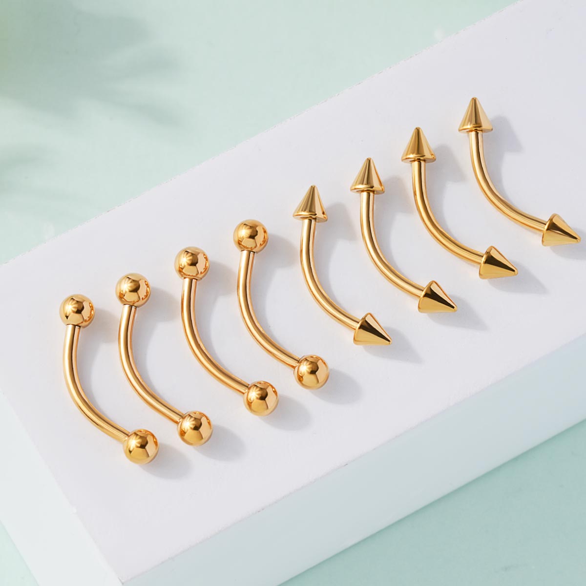 8PCS Balls Spikes Eyebrow Ring Rook Set