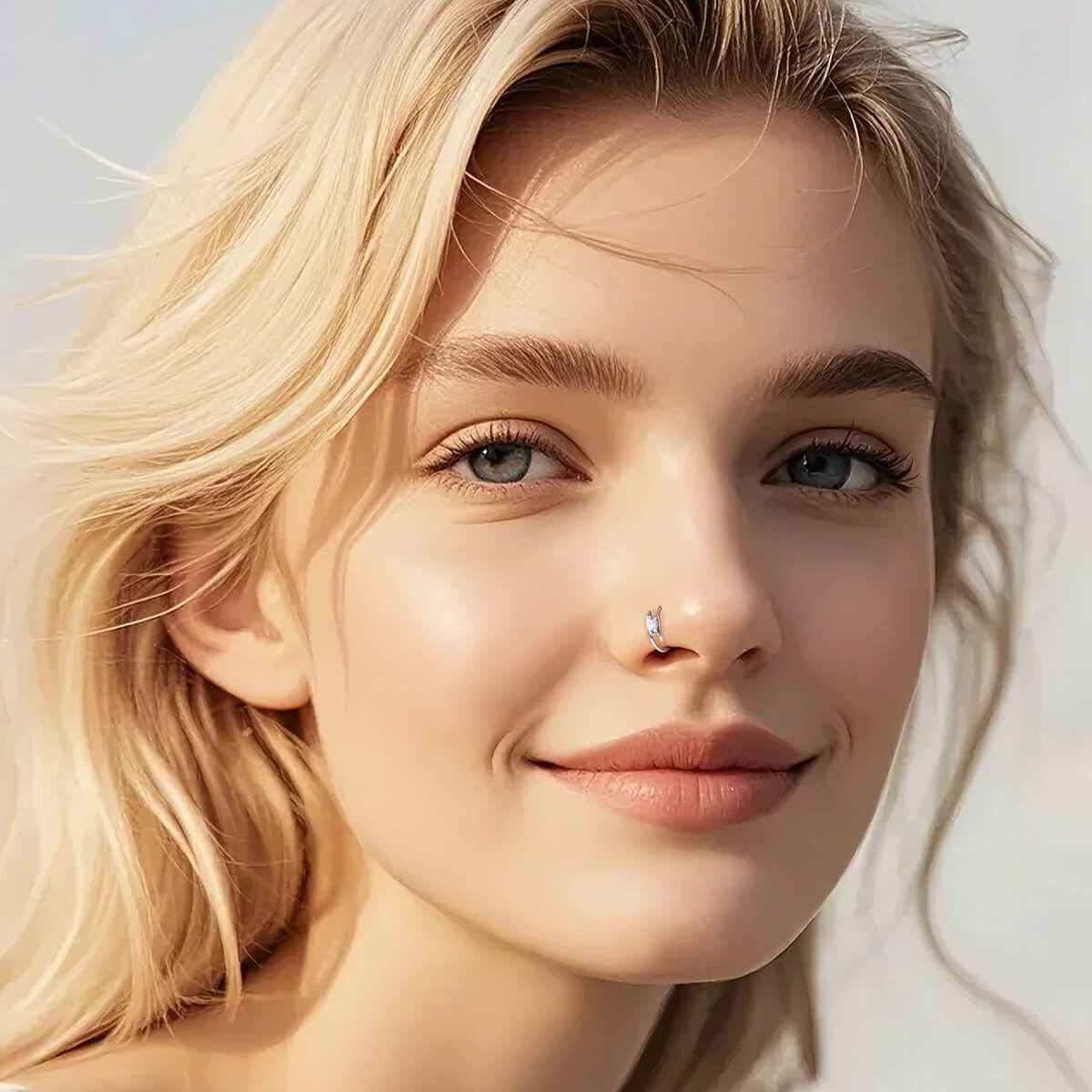 Rectangle CZ Seamless Nose Hoop