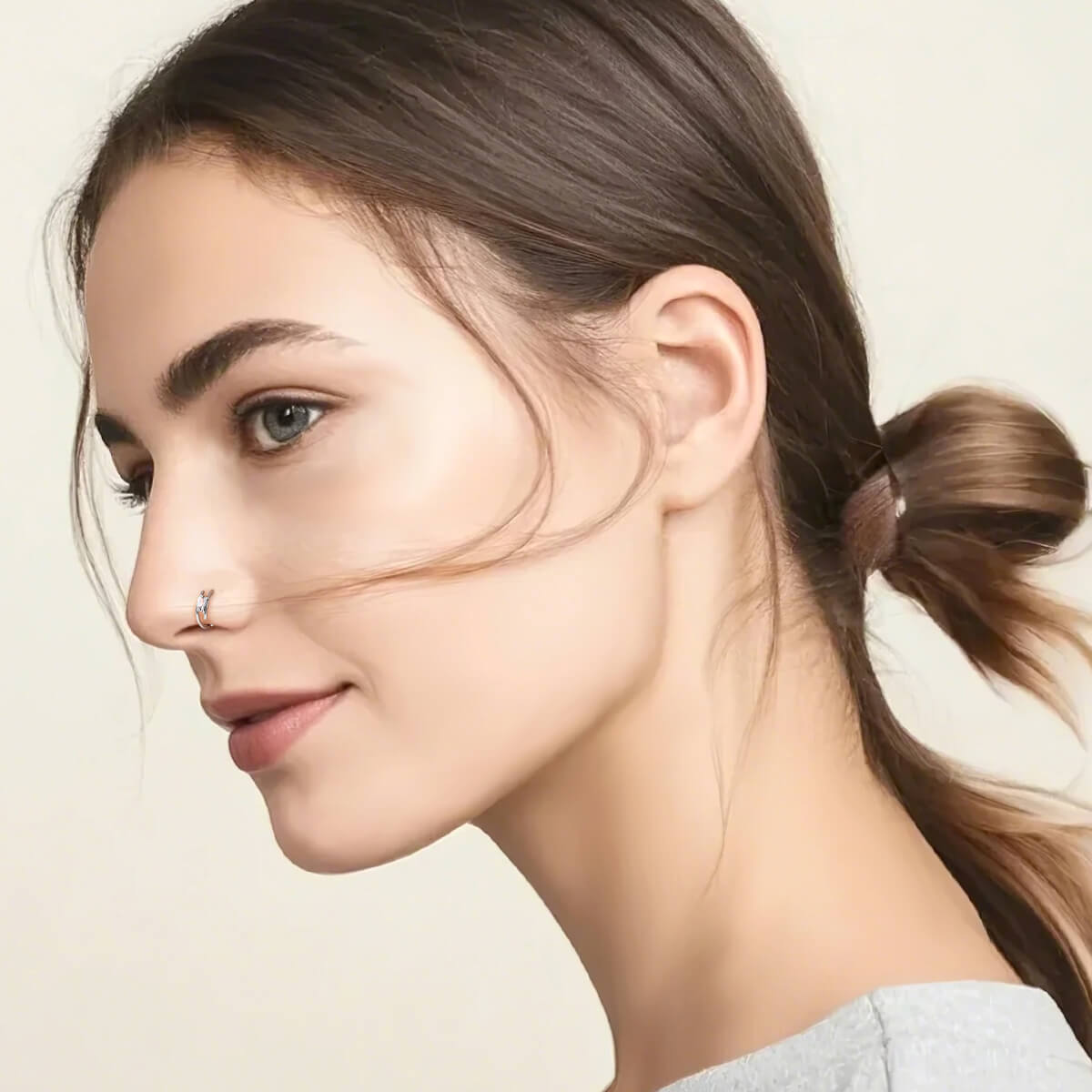 Rectangle CZ Seamless Nose Hoop
