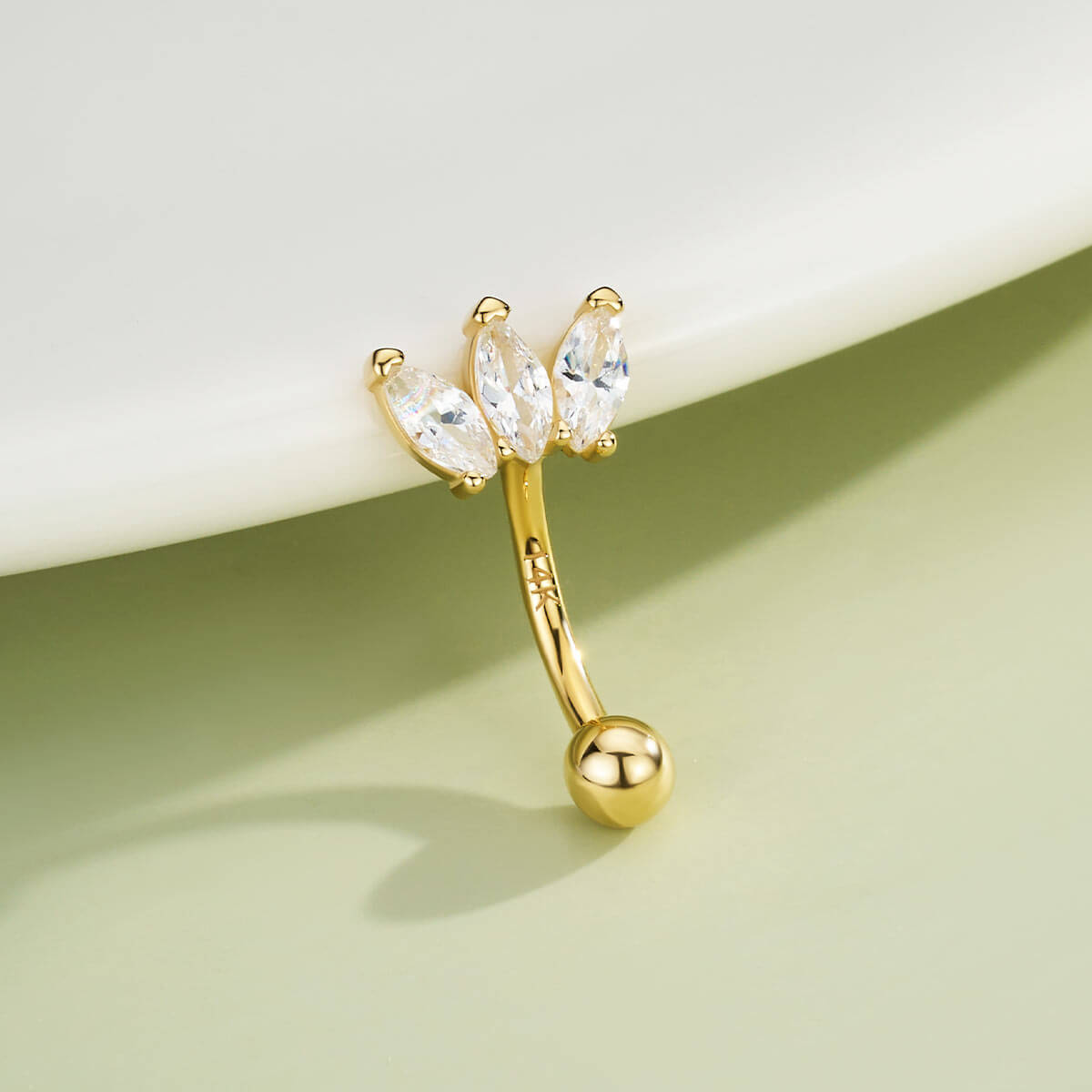 marquise 18g gold rook earring