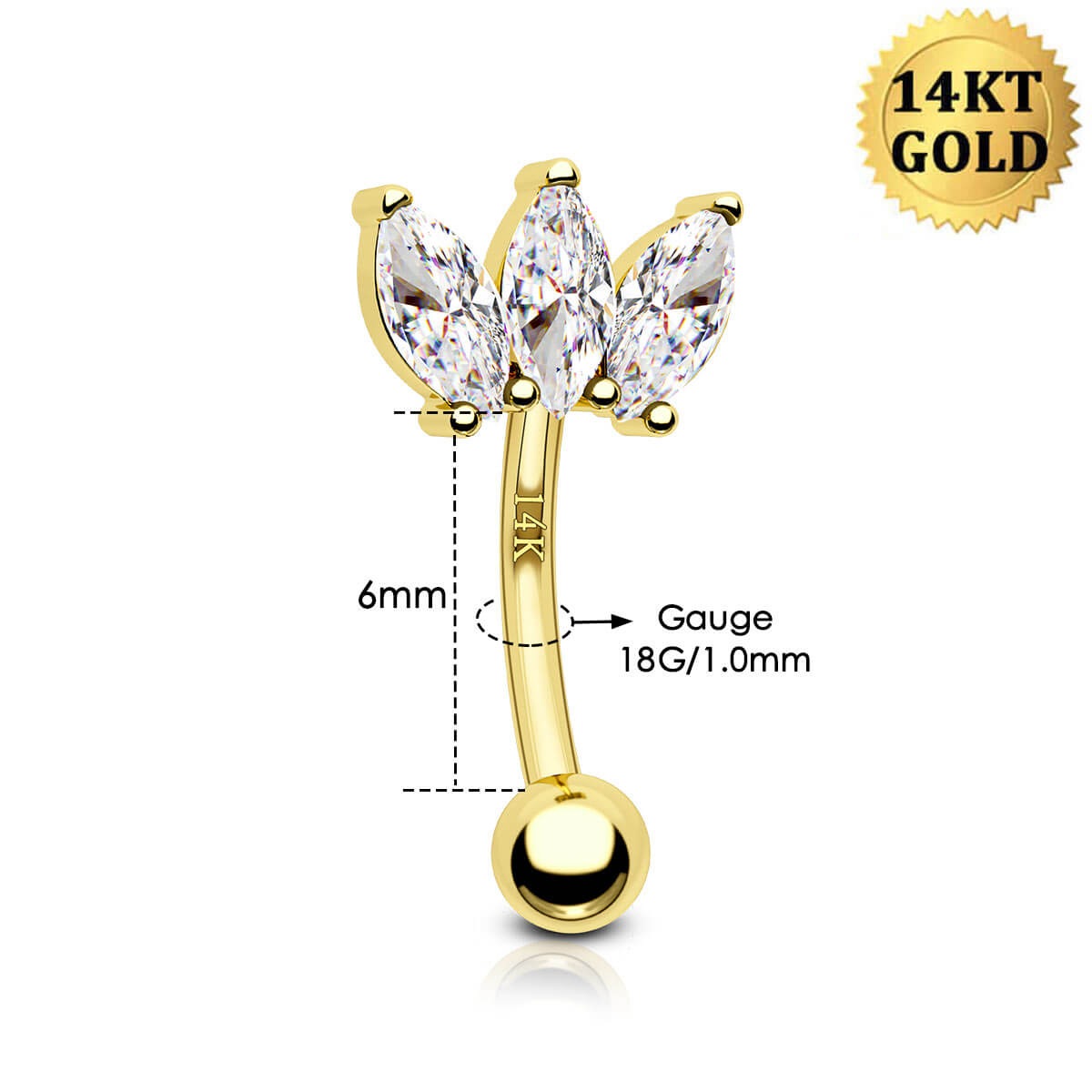 18g gold rook earring