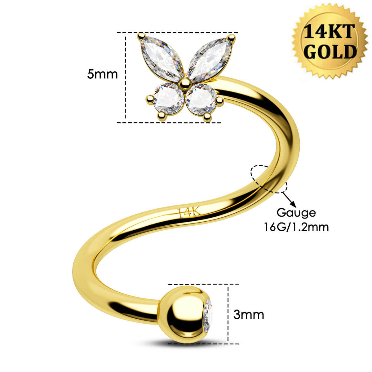 16g butterfly cartilage earring