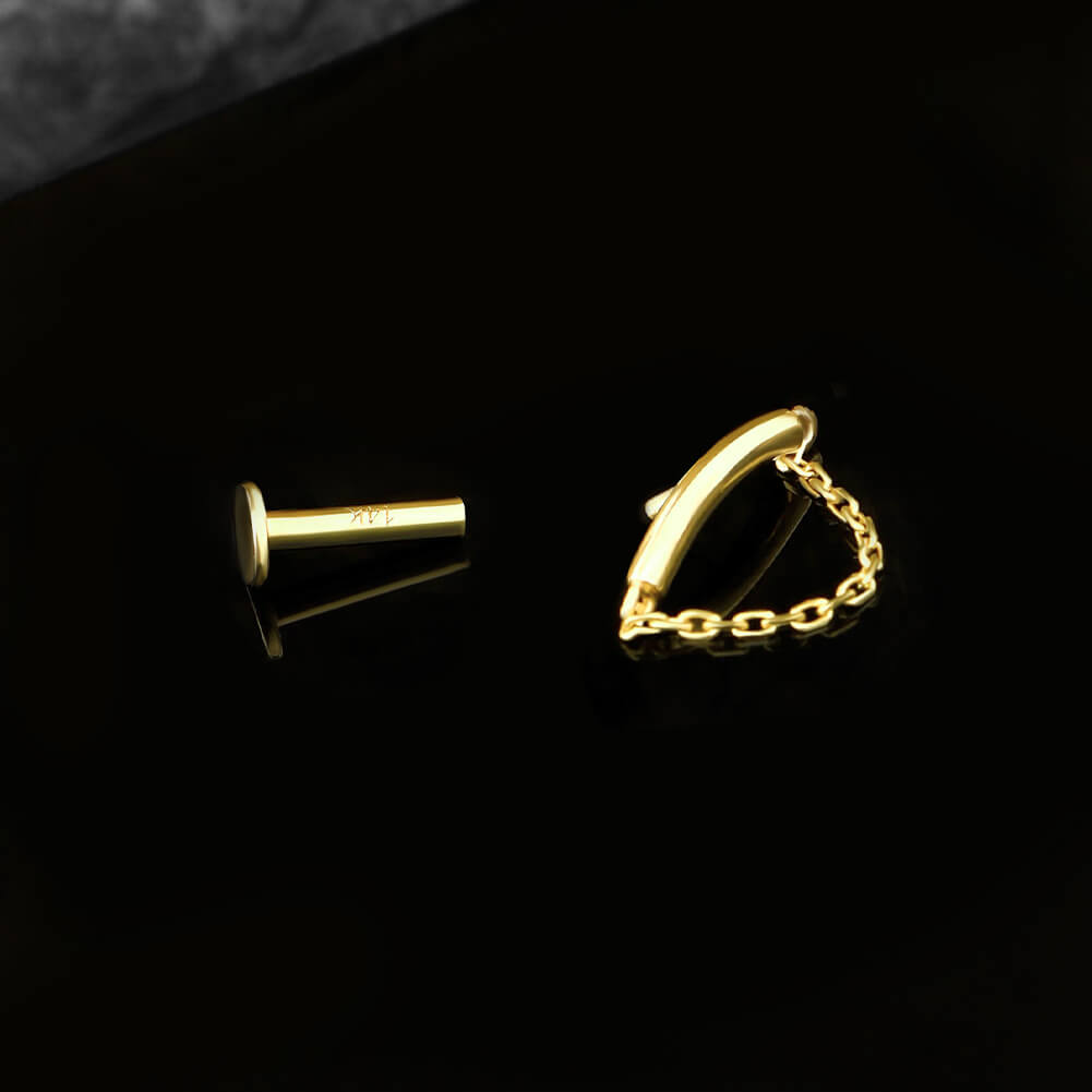 internally threaded chain cartilage earrings