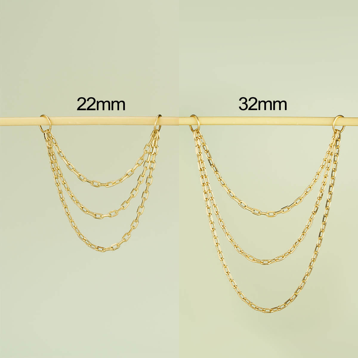 14K Gold Removable Triple Chain Attachment Linking Chain