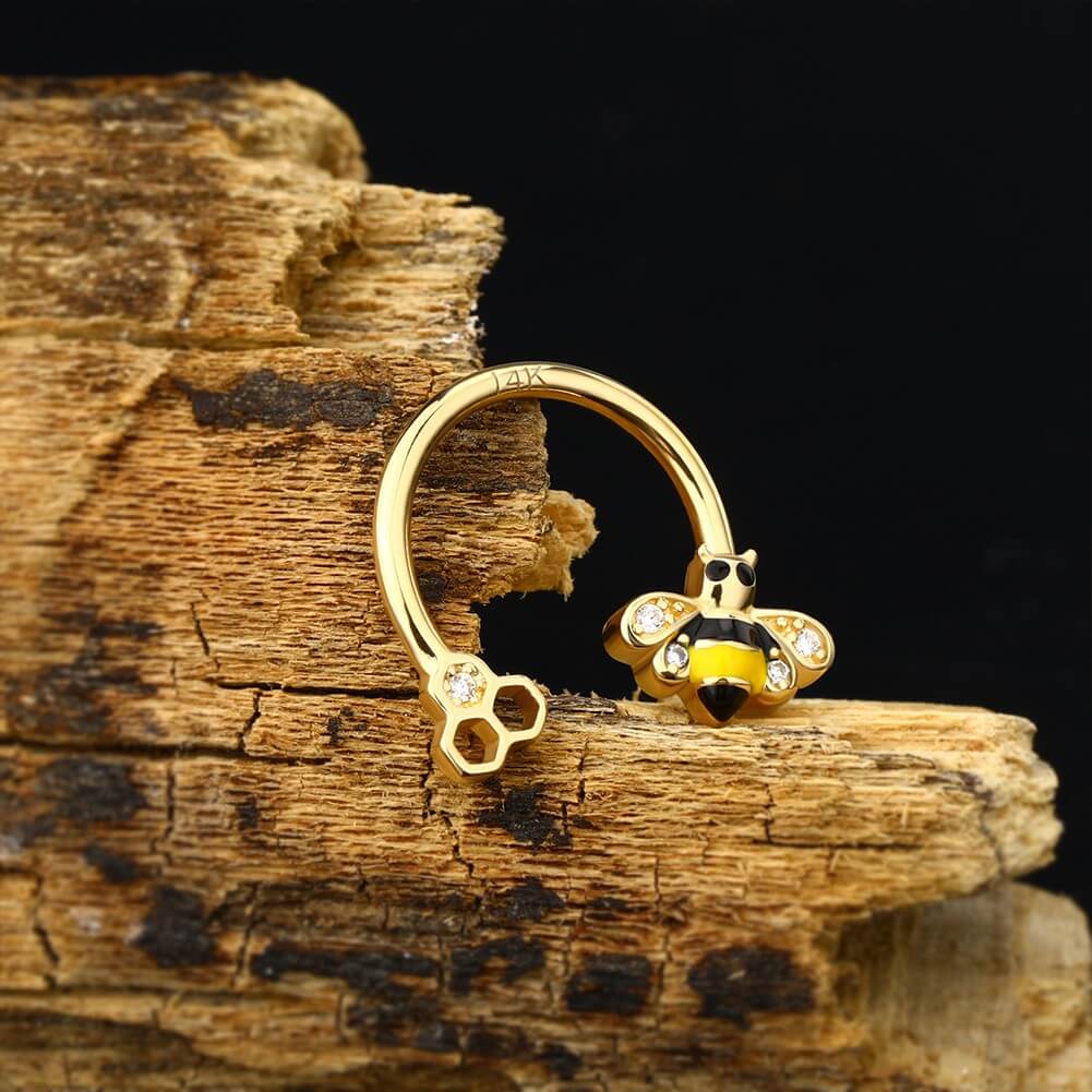 14k gold bee septum Ring