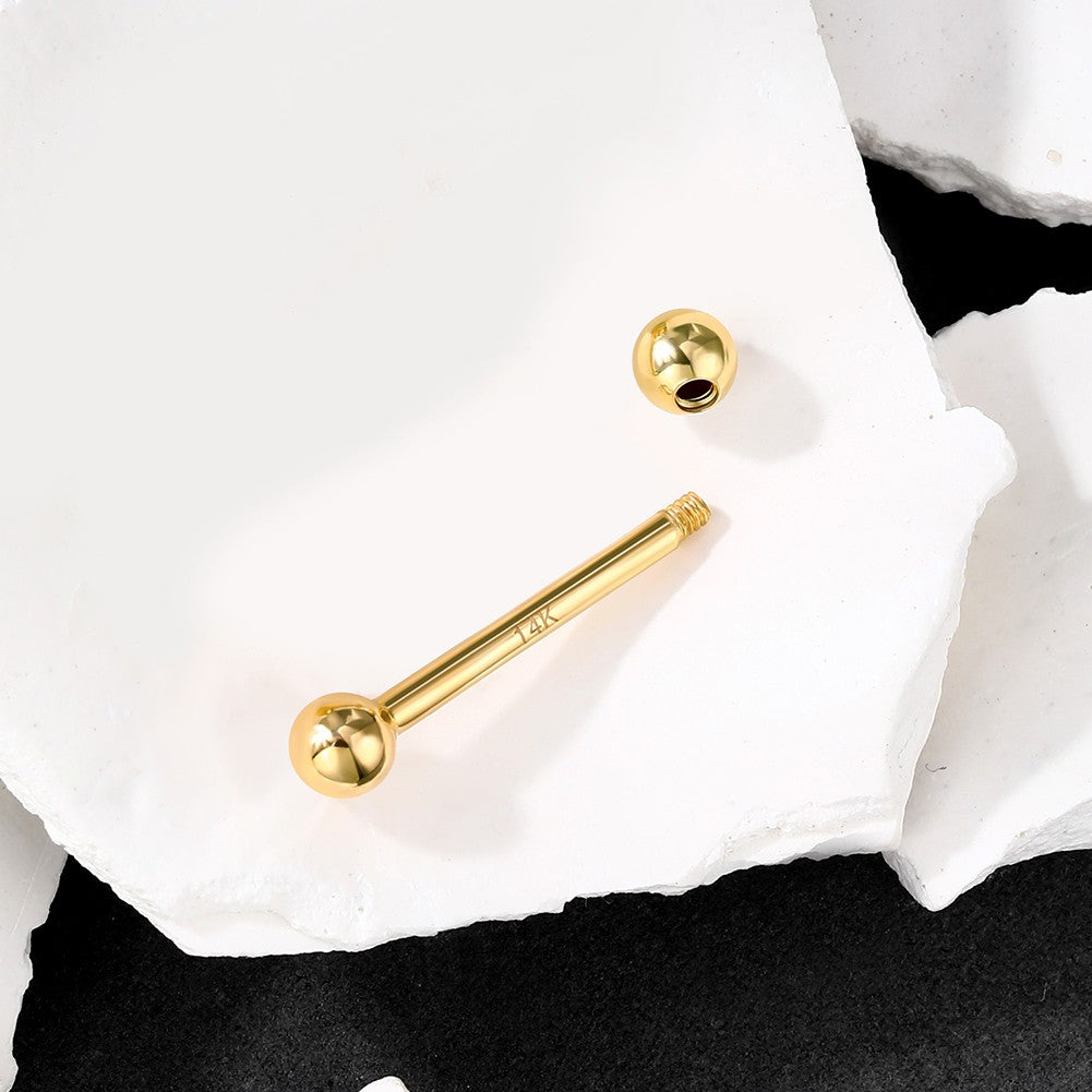 14K Gold Ball Nipple Ring