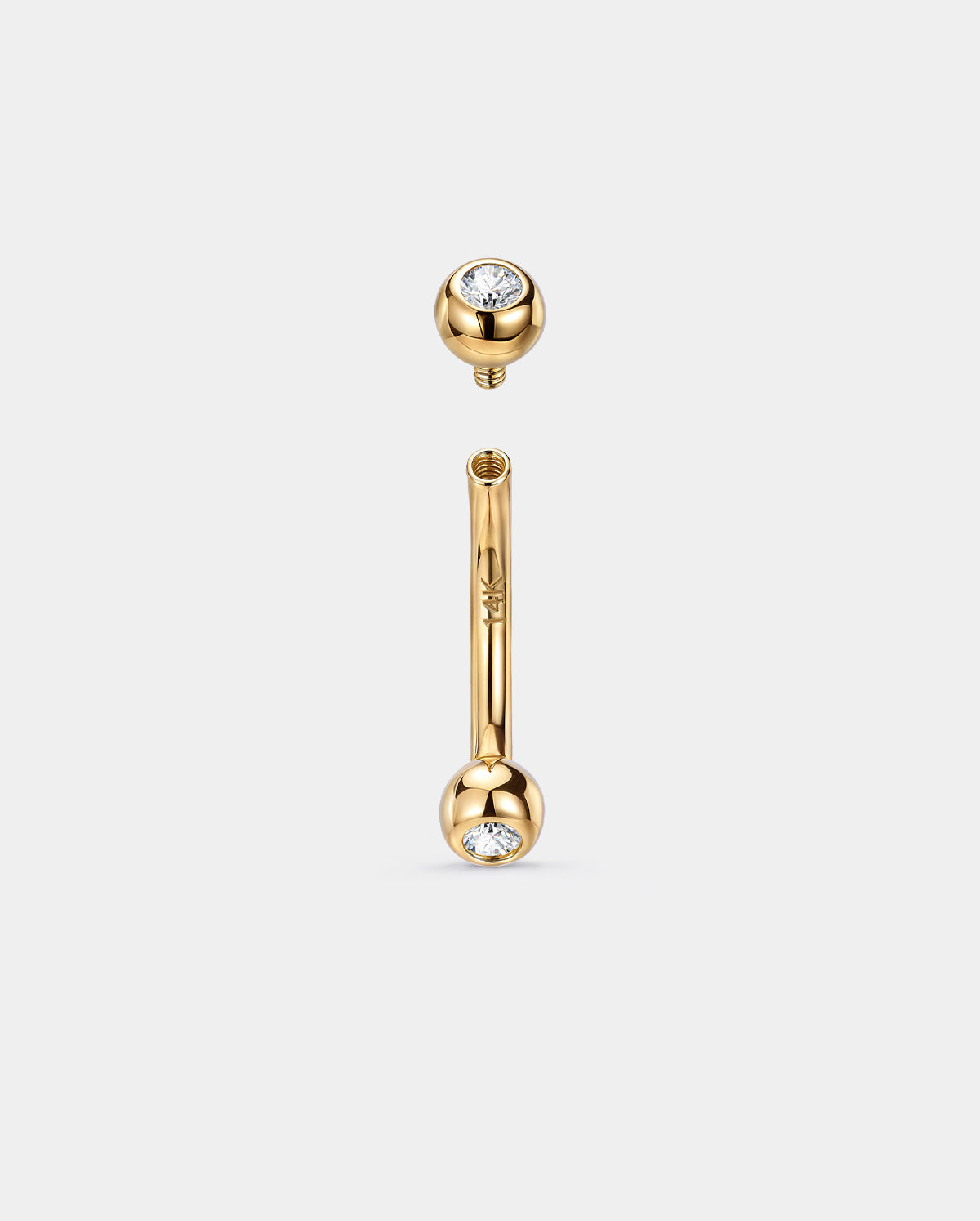 internally threaded 14k solid gold CZ belly ring