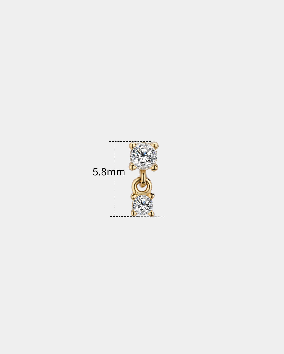 14K Gold CZ Charm L-Shaped Nose Stud