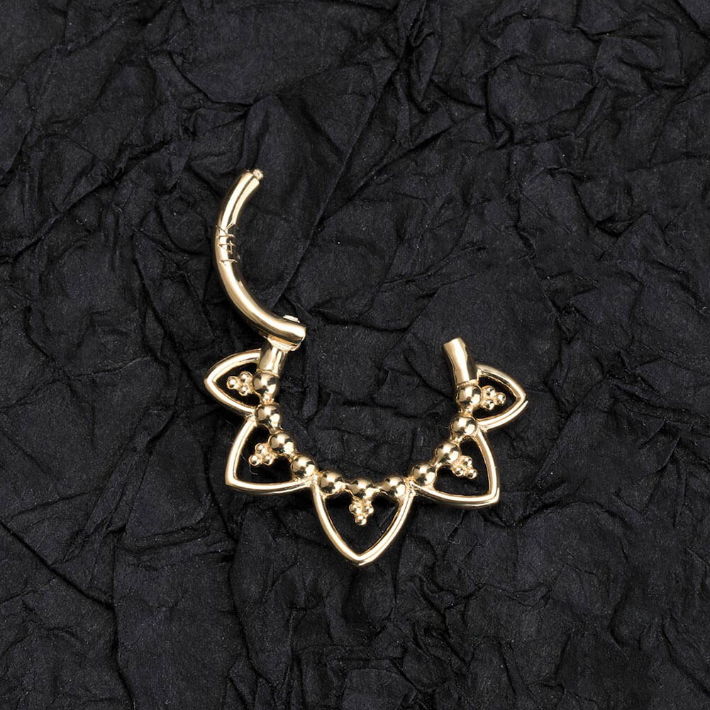 14K Gold Lotus Flower Segment Septum Ring