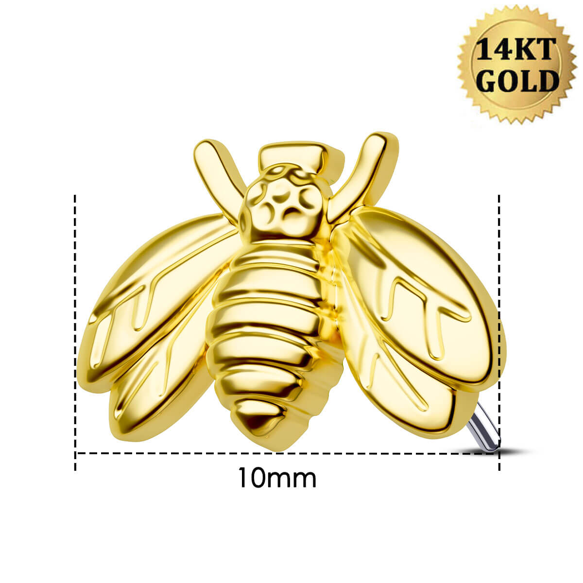 14K Gold Bee Threadless Labret Stud