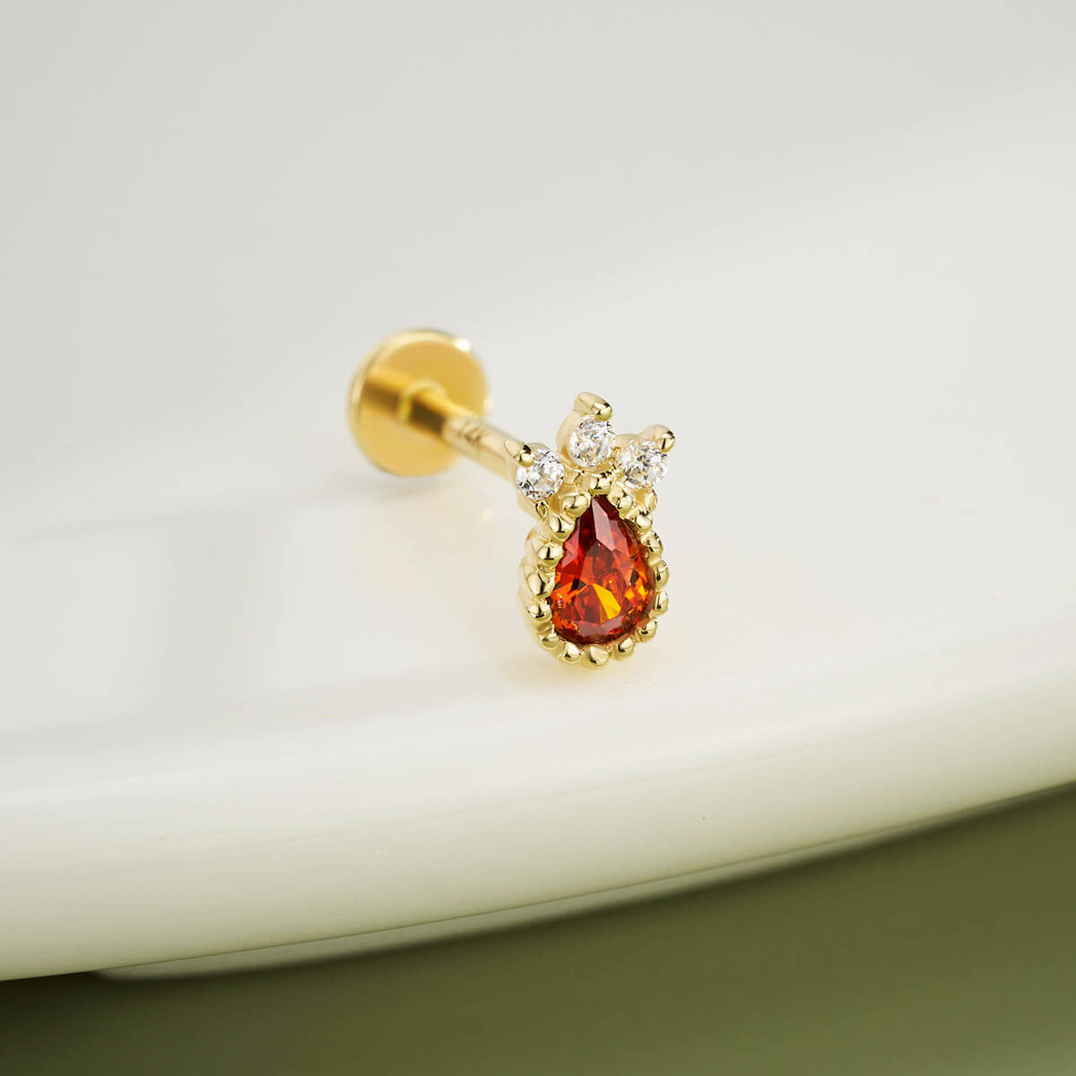 red cz nose cartilage stud