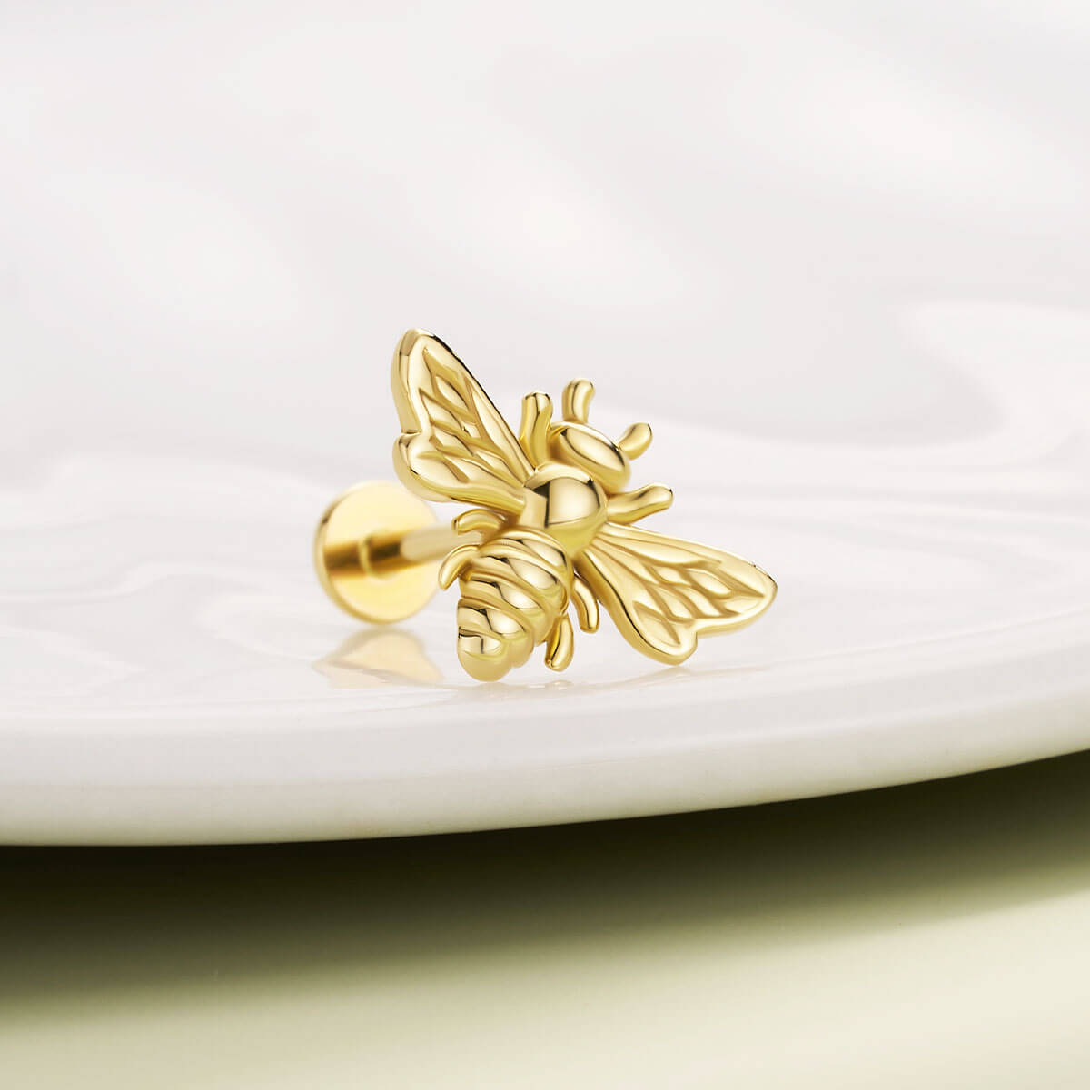 14k gold bee labret nose studs