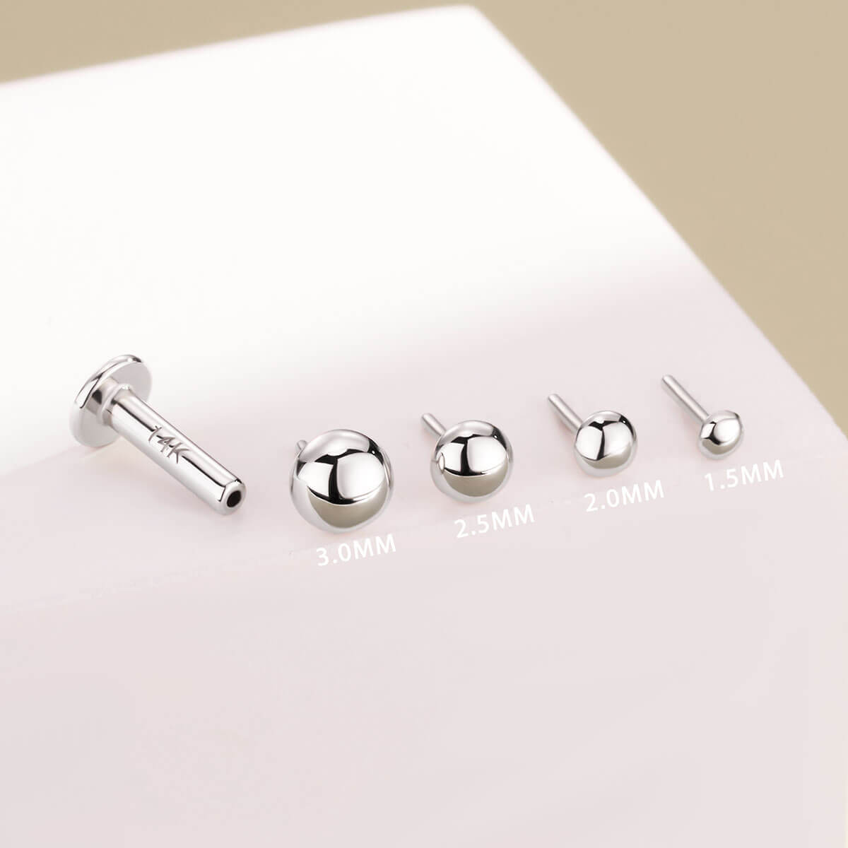 14k threadless stud