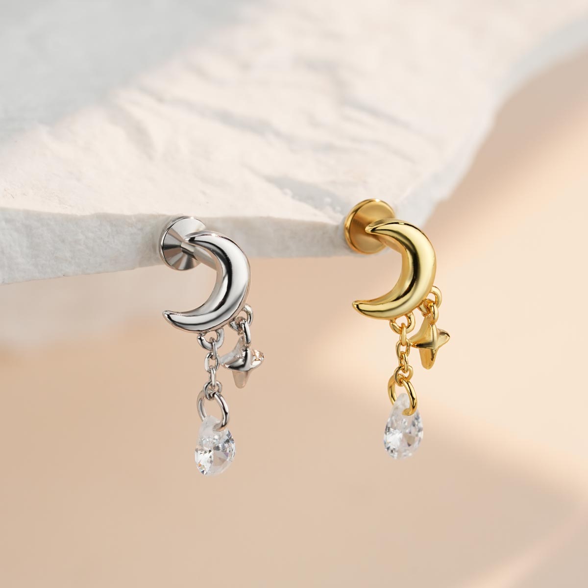 moon & Star cartilage stud
