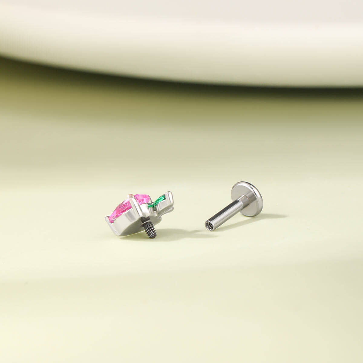 internally threaded pink cartilage stud