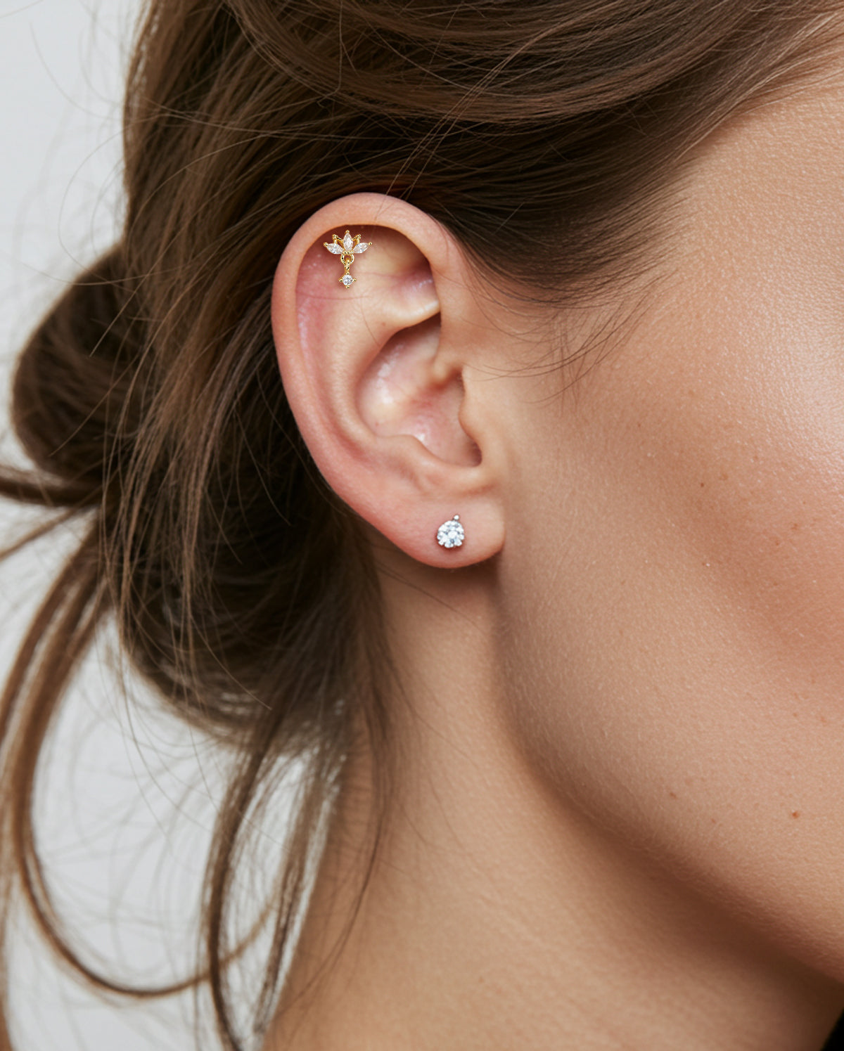 Flower Dangle Internally Threaded Helix Stud