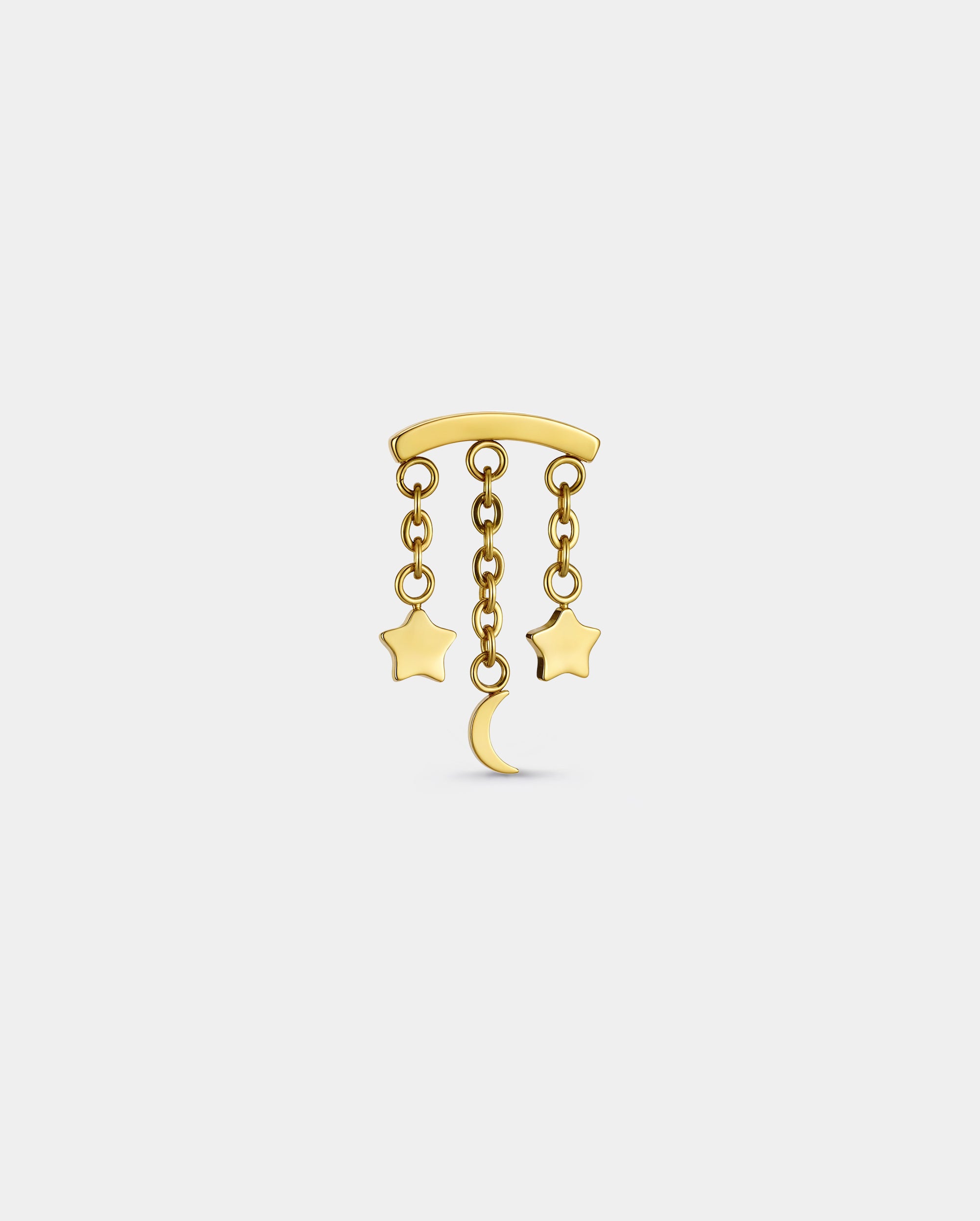 Star & Moon Chain Threadless Hidden Helix Stud
