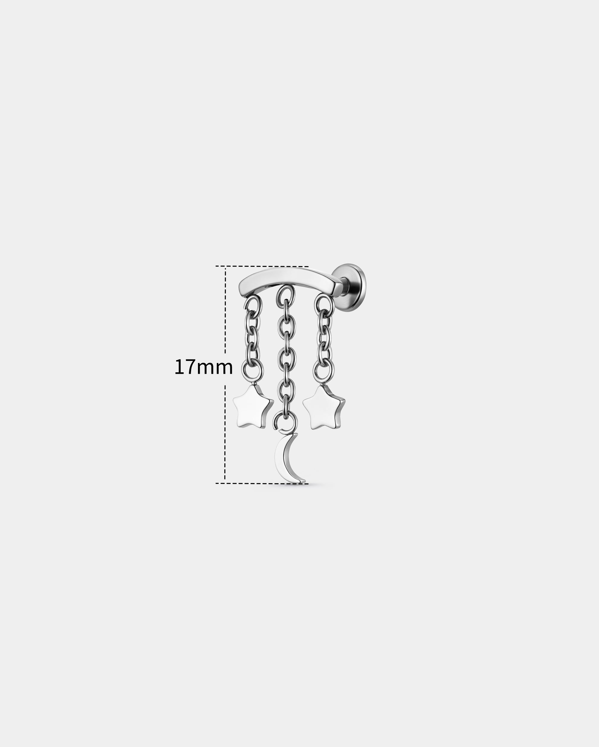 Star & Moon Chain Threadless Hidden Helix Stud