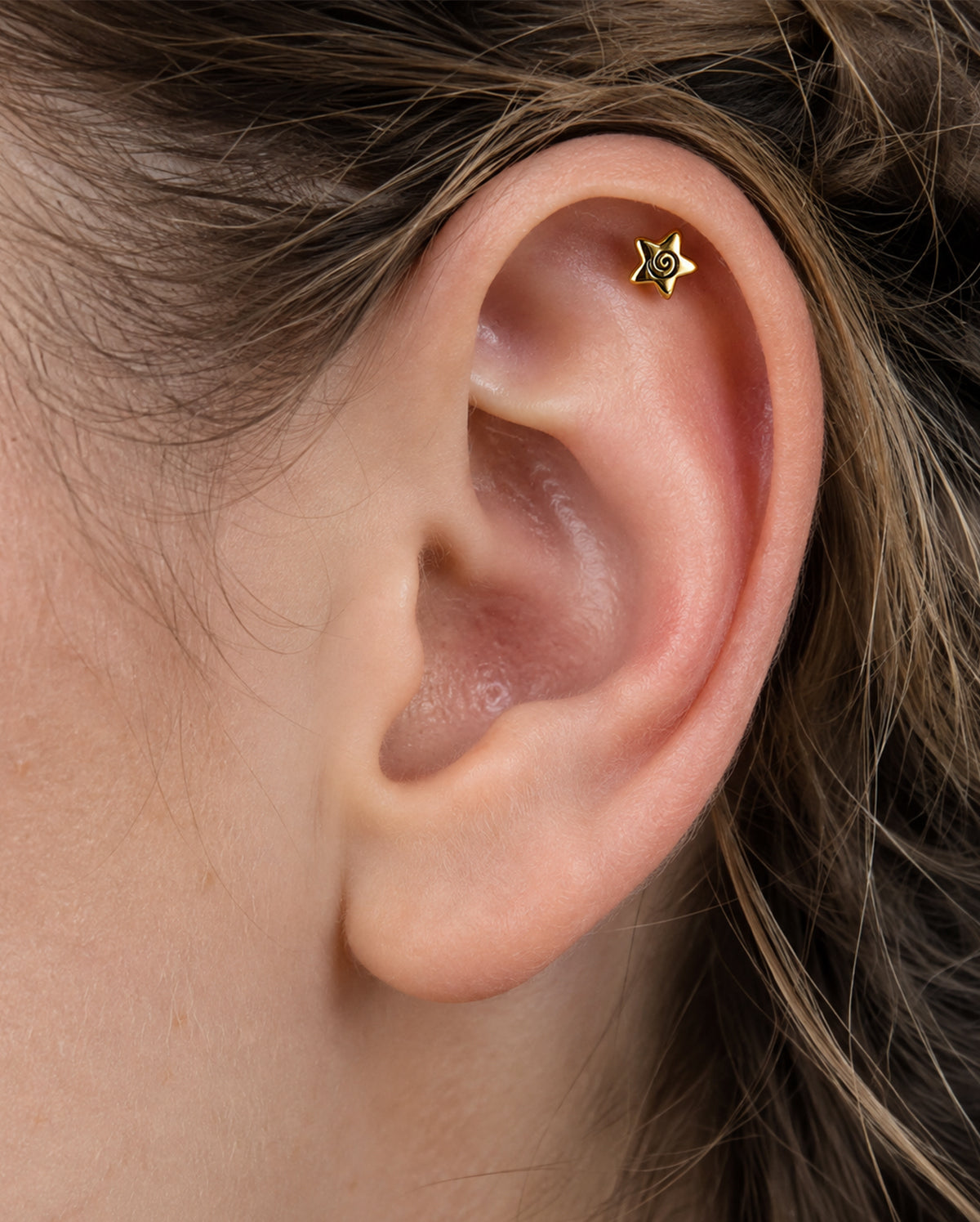 Spiral Star Internally Threaded Cartilage Stud