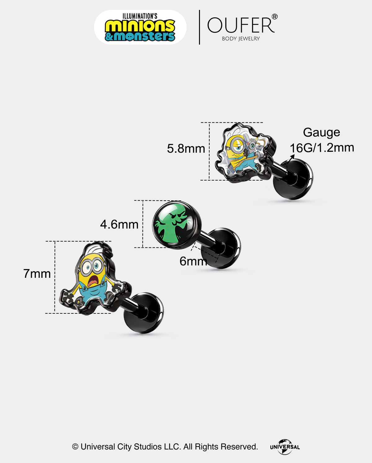 MINIONS × OUFER James & Henry & Goomi Cartilage Stud Set