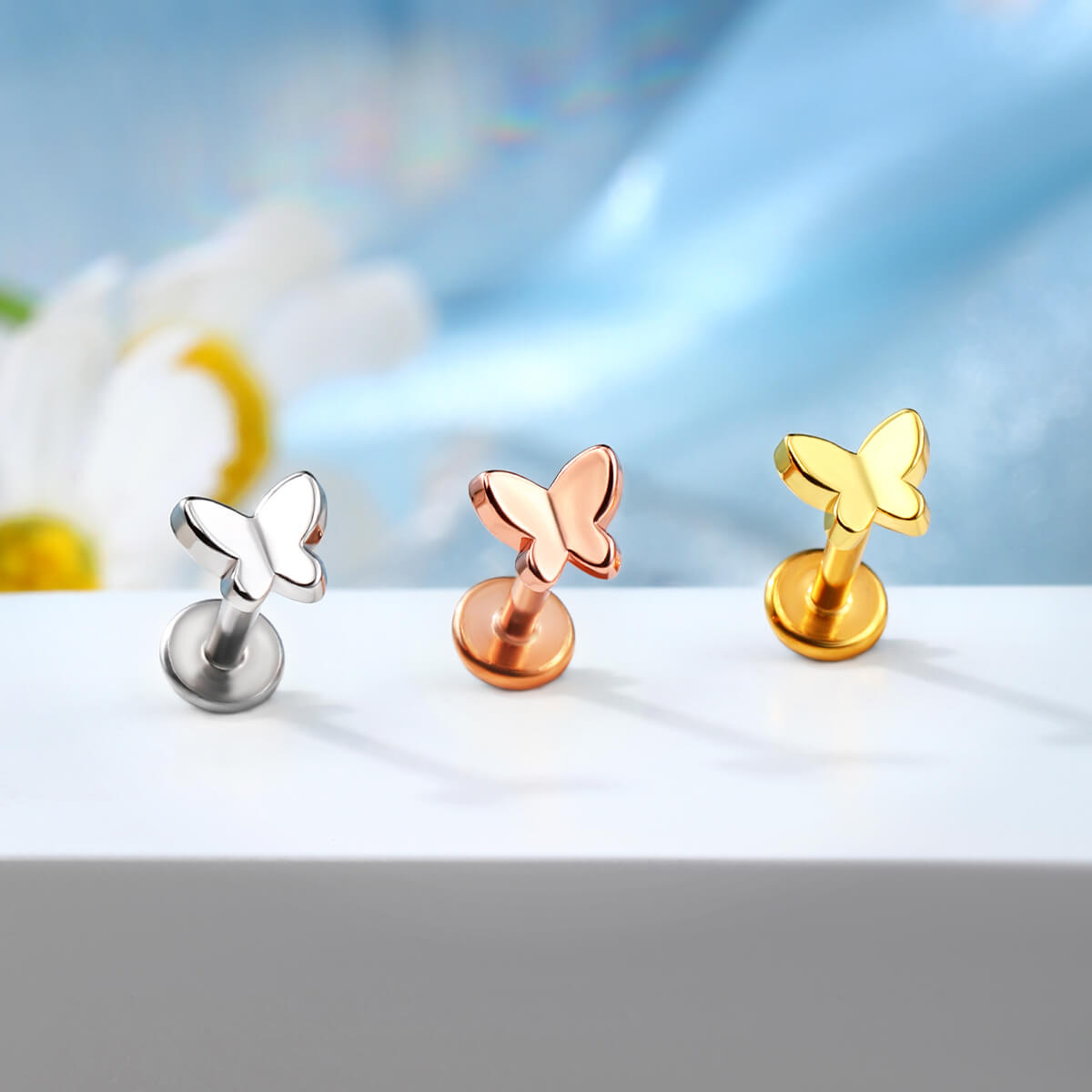 Butterfly Internally Threaded Cartilage Stud