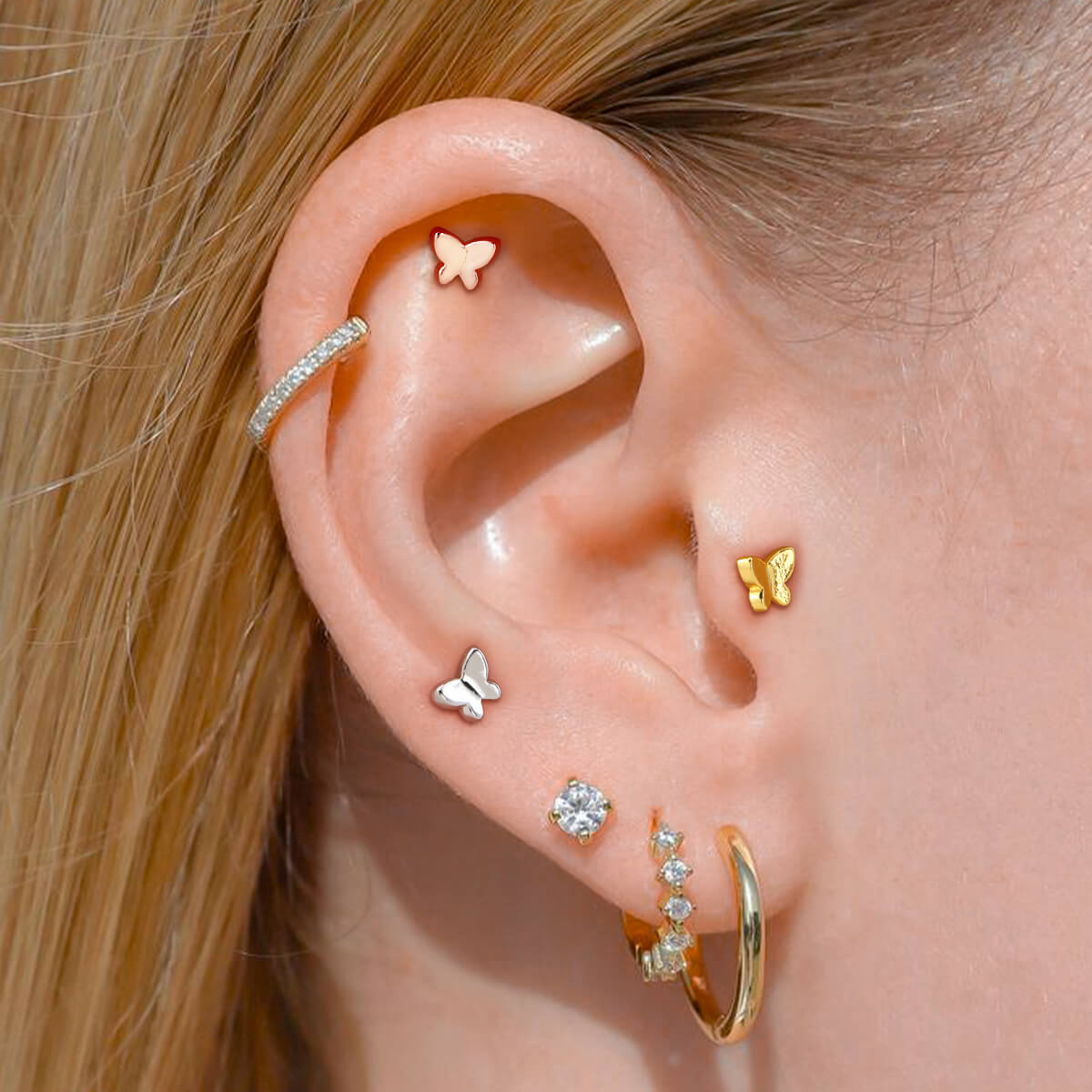 Butterfly Internally Threaded Cartilage Stud