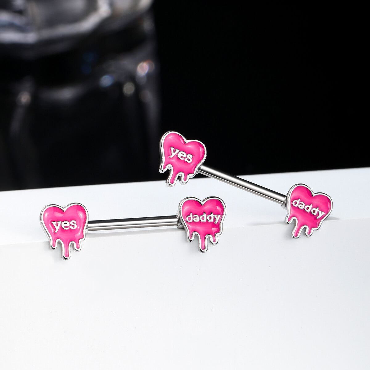 4PCS Flirting Words Nipple Piercing Ring