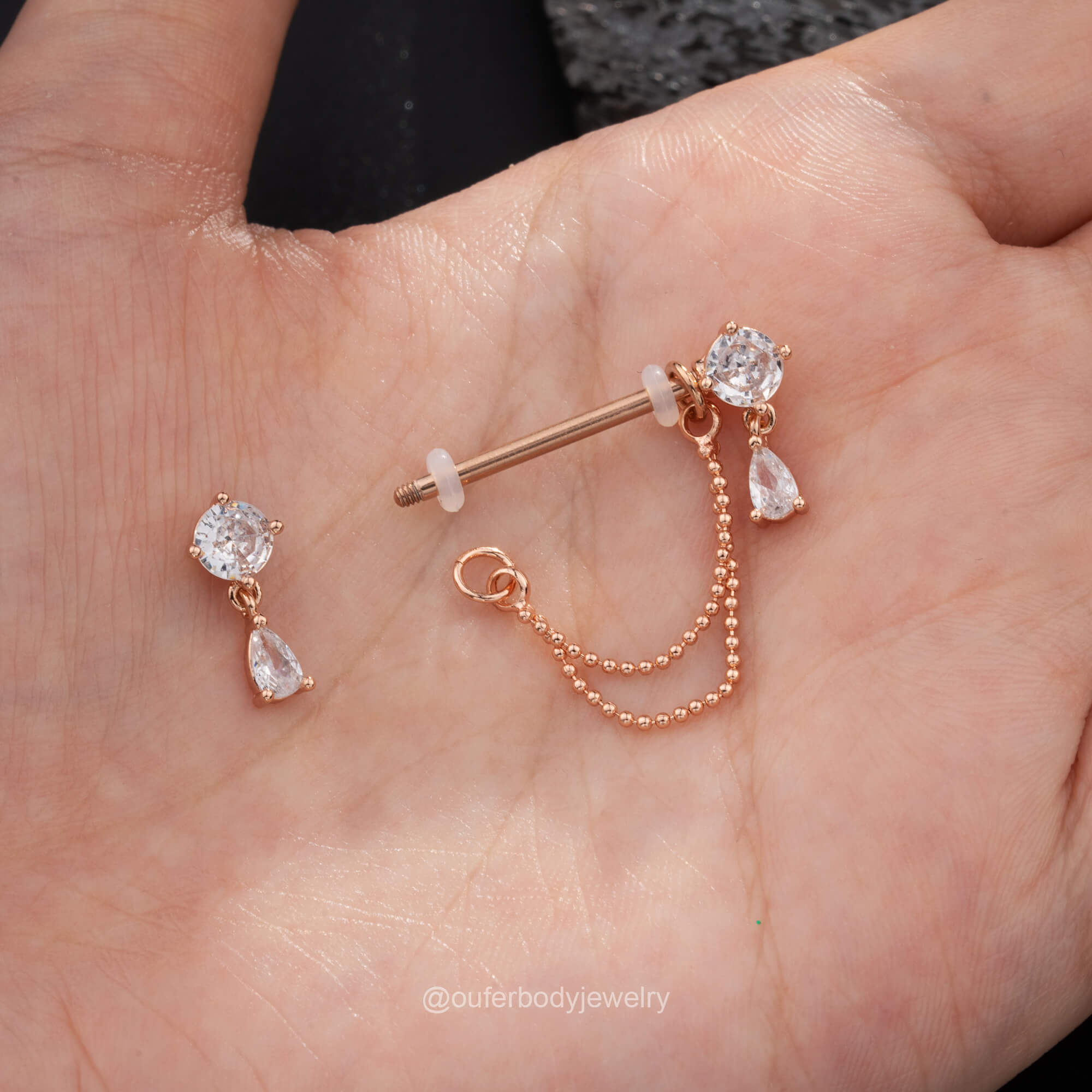 Gemstone Dangle Nipple Piercing Chain
