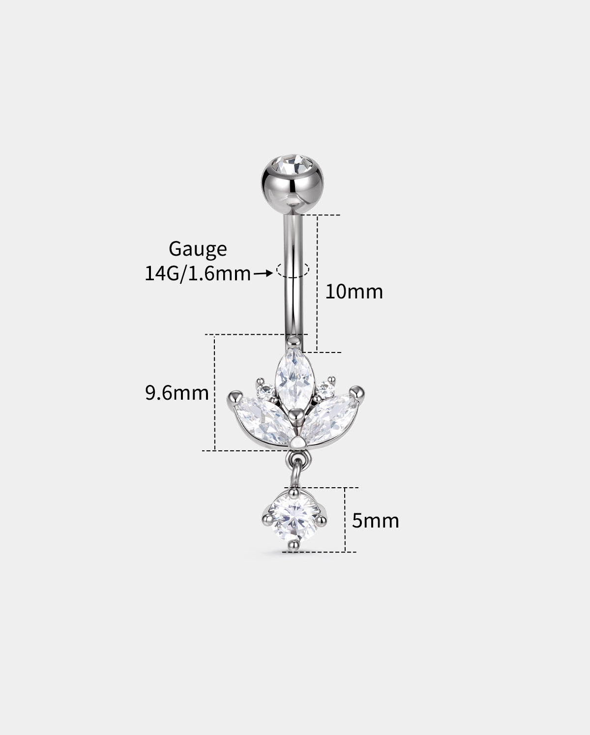 14g lotus belly ring