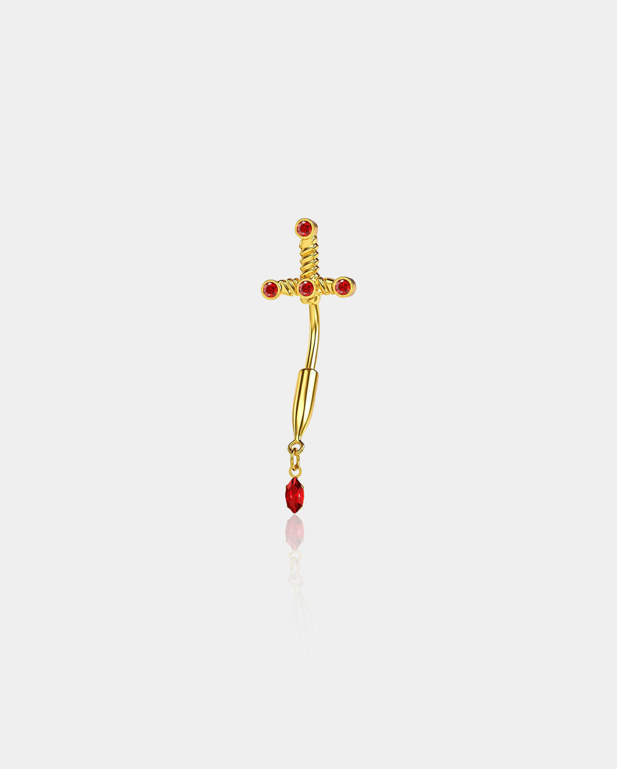 gold sword dagger belly button ring