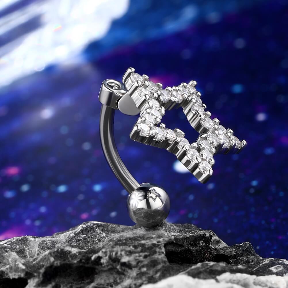 Star-Shaped CZ Reverse Dangle Belly Ring