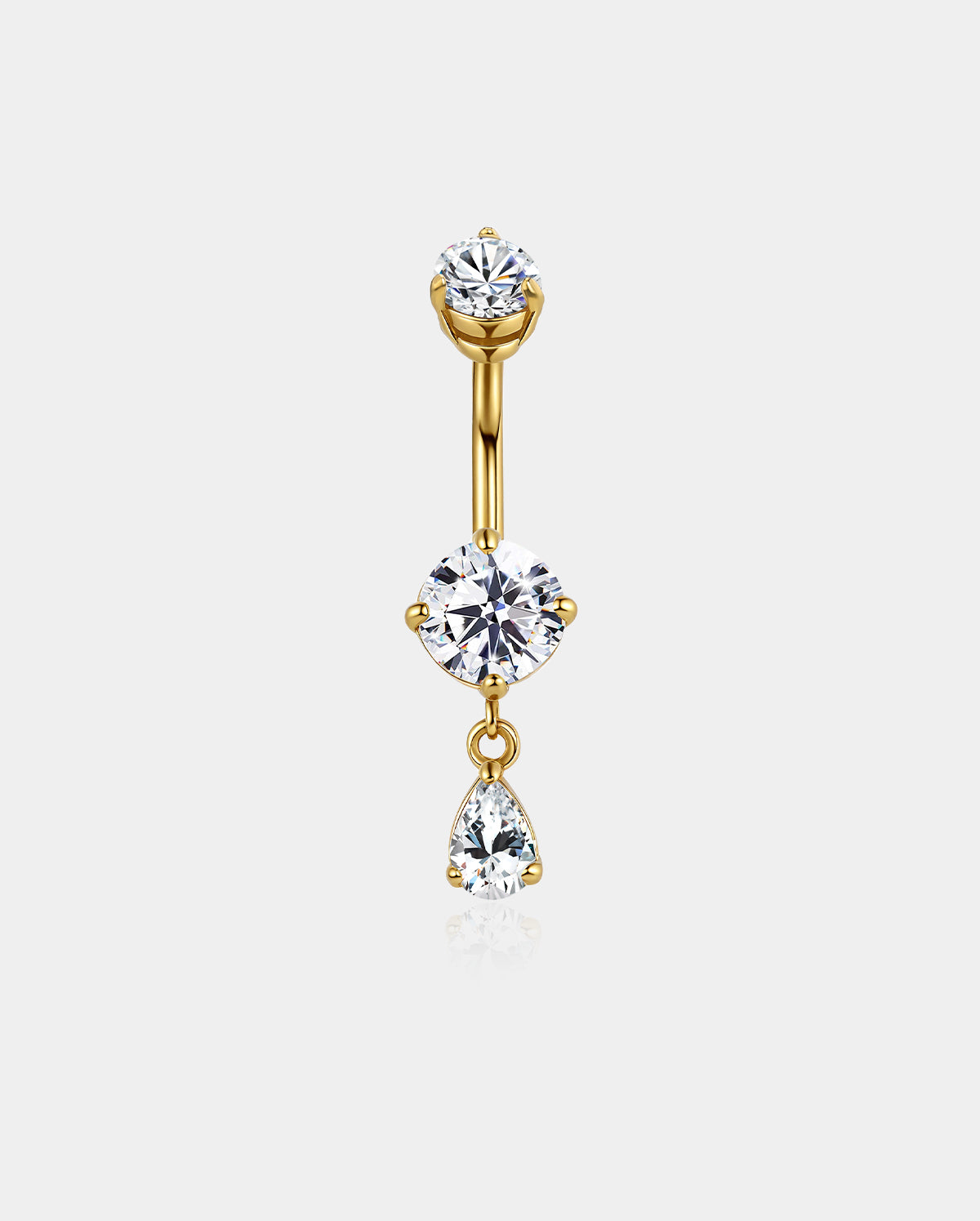 gold triple cz belly ring