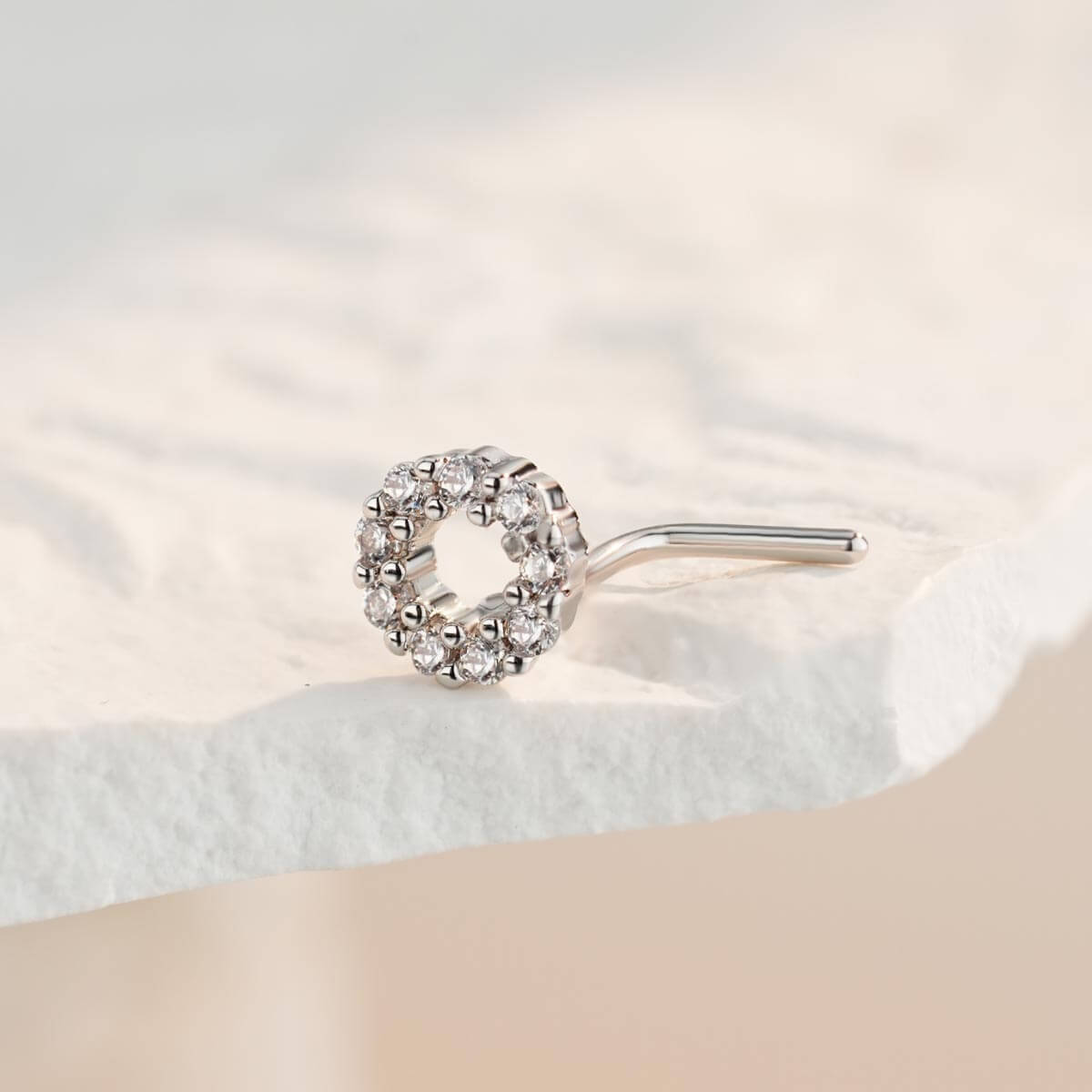 CZ Circle L-Shaped Nose Stud
