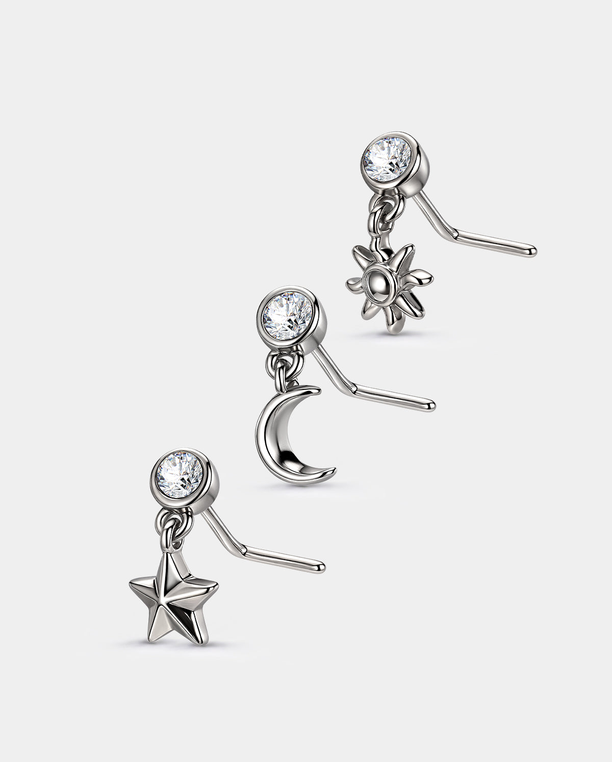L shaped charm nose stud