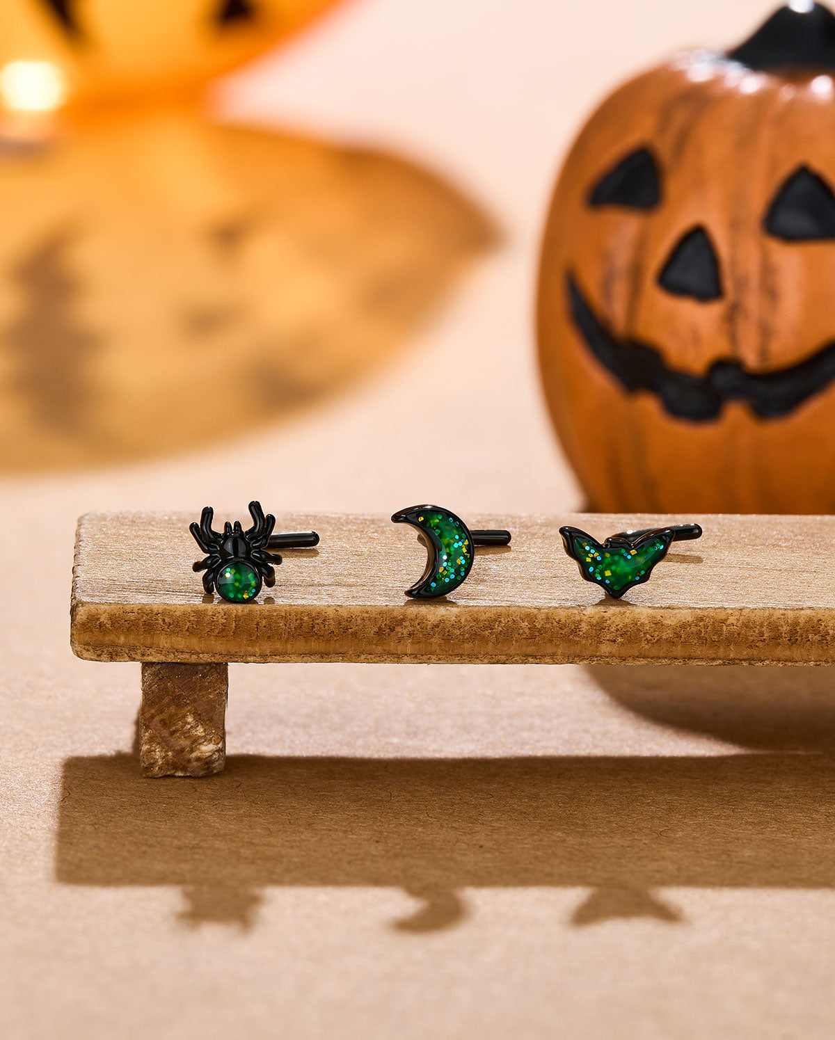 Moon Bat Spider Glitter Nose Stud Set