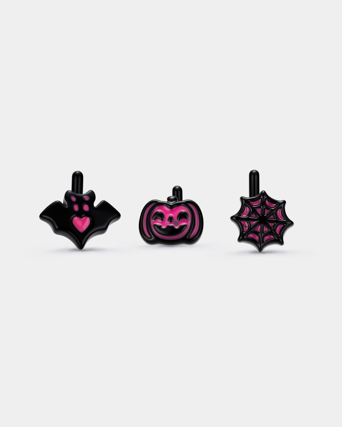 bat pumpkin web nose stud set