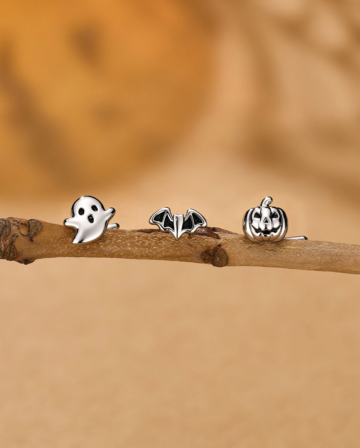 3PCS Pumpkin Bat Ghost L-Shaped Nose Stud Set