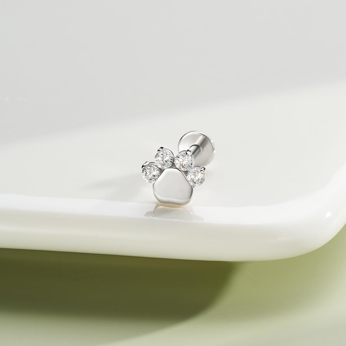 CZ paw print Helix Stud