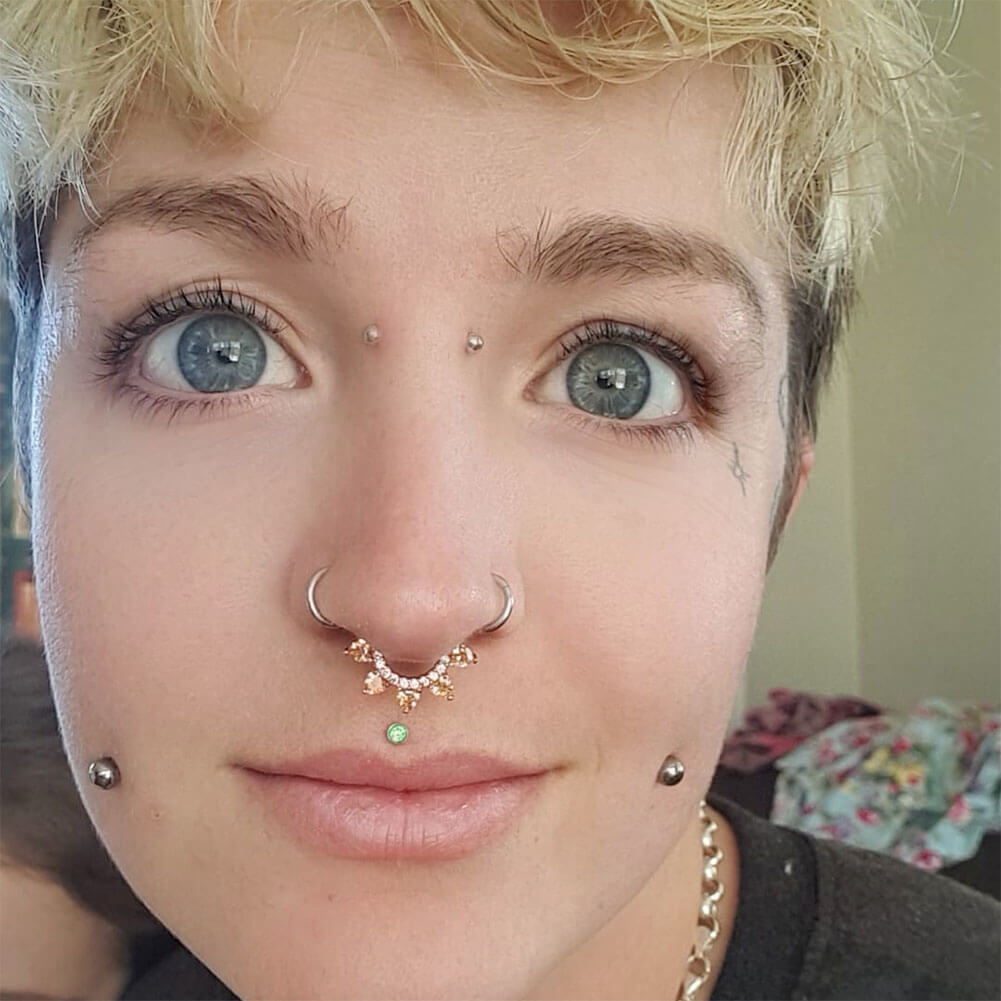 CZ Heart Septum Daith Ring