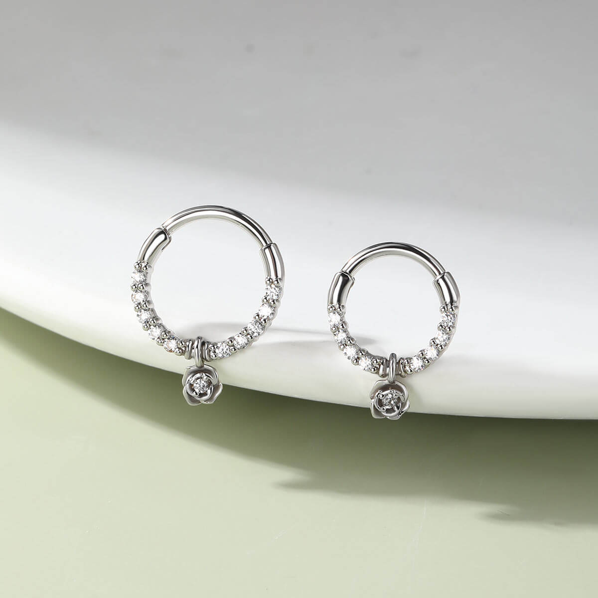 oufer rose dangle septum ring