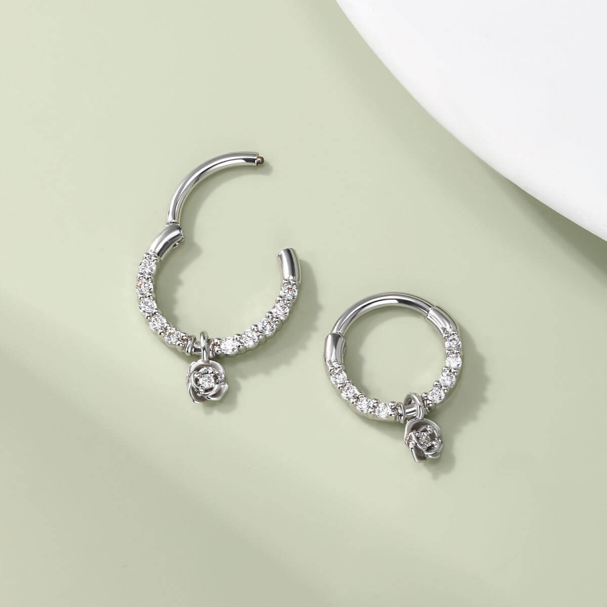 hinged segment rose dangle septum ring