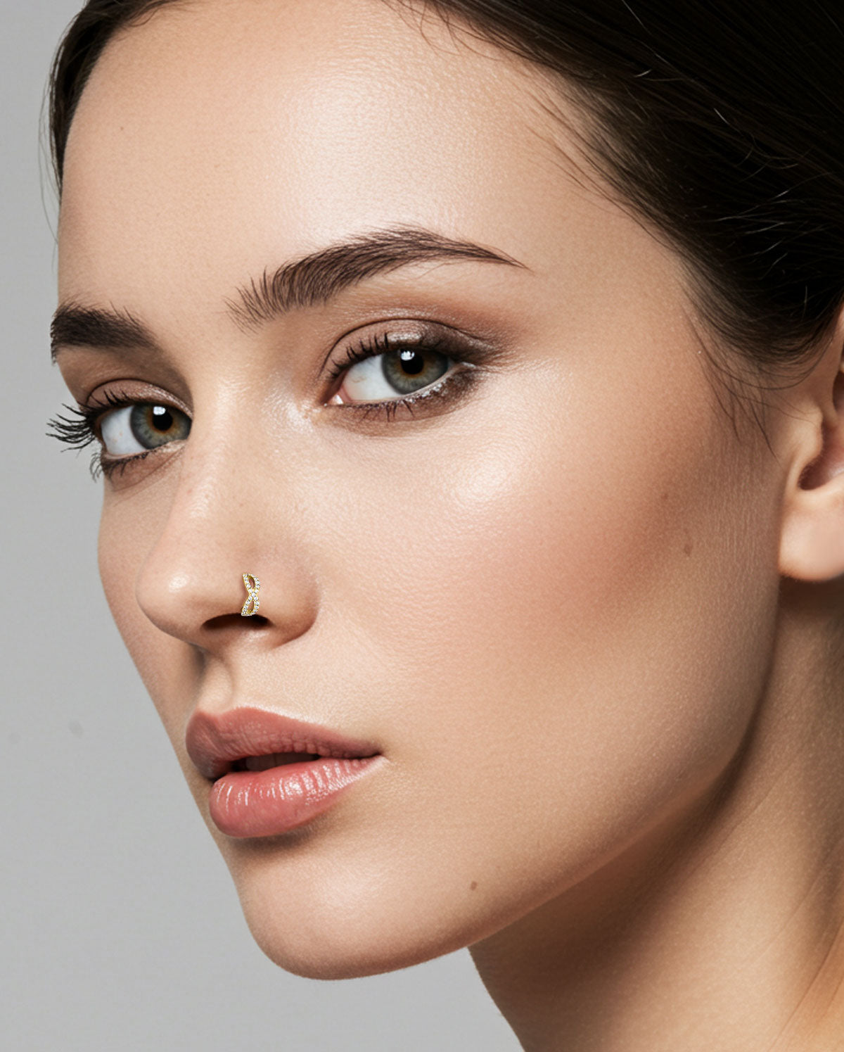 20G Double Row Crisscross CZ Nose Ring