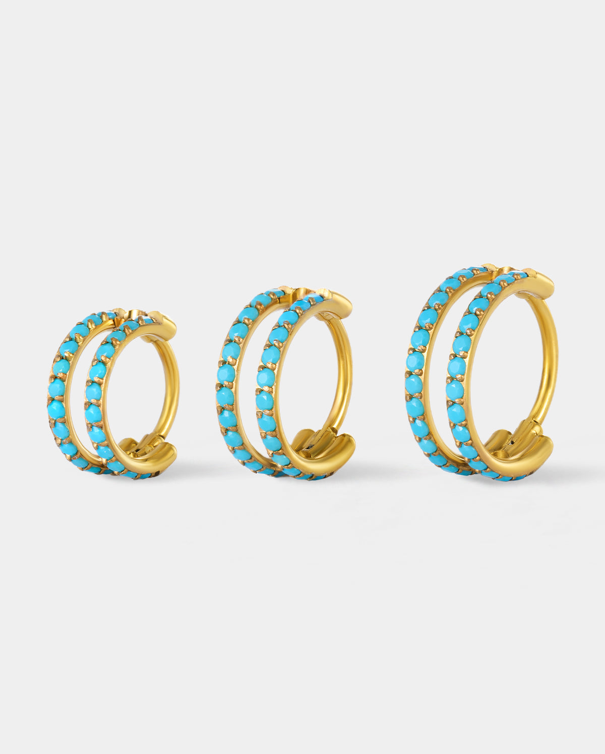 20G Double Row Turquoise Hoop Nose Ring