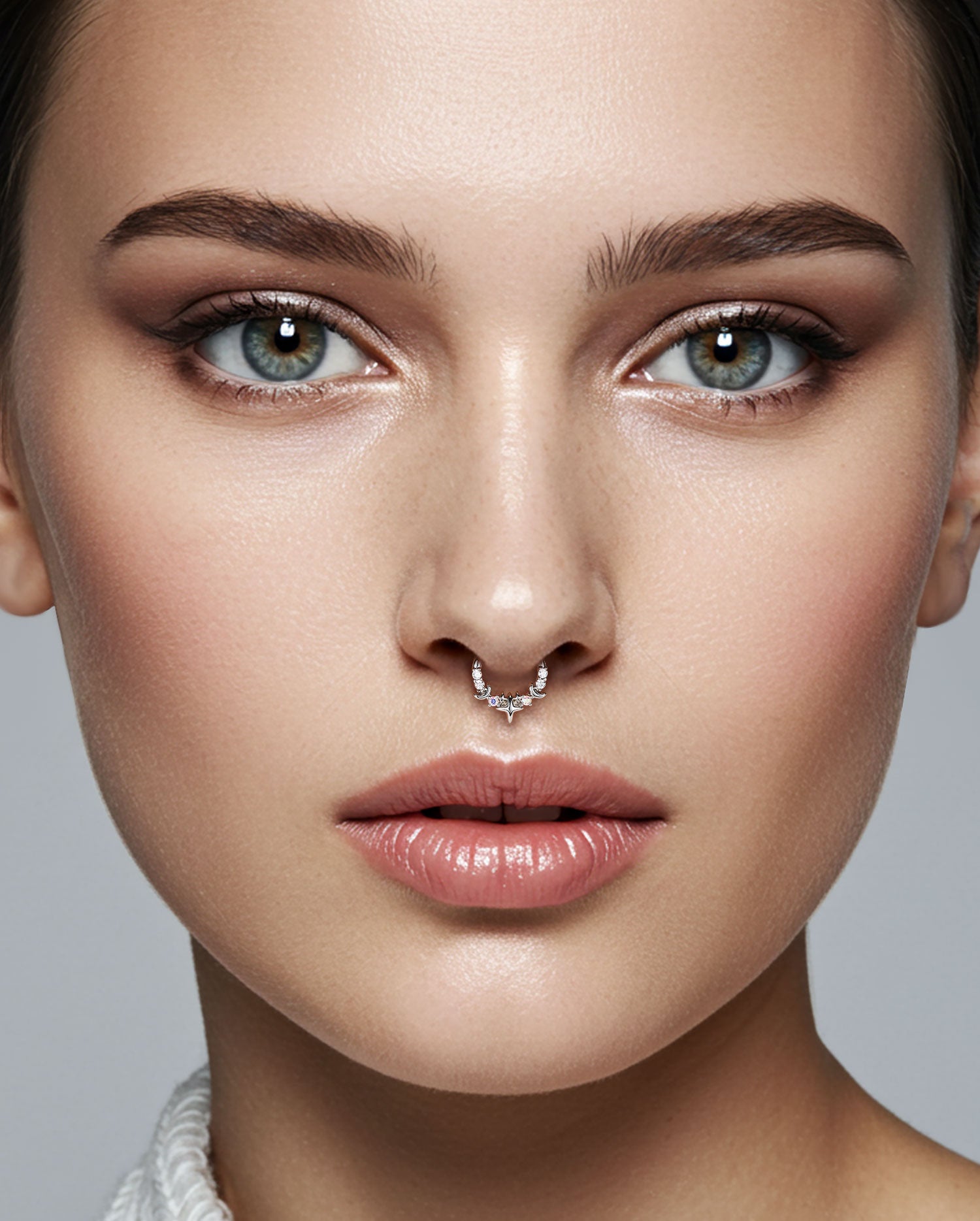 Celestial Star & Moon CZ Segment Septum Ring