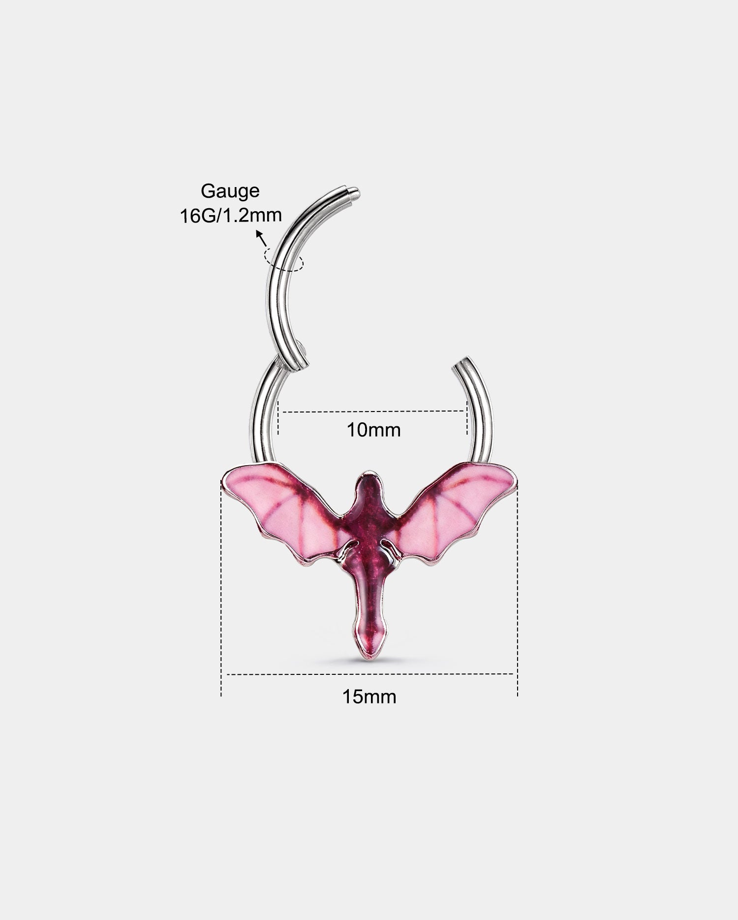 Pink Pterodactyl Hinged Segment Septum Ring